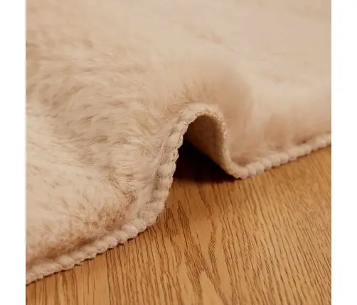 Mākslīgā Truša Kažokādas Paklājs Bēša Ø 120 Cm Poliesters Vidaxl