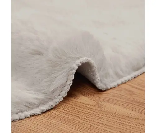 Mākslīgā Truša Kažokādas Paklājs Bēša Ø 120 Cm Poliesters Vidaxl