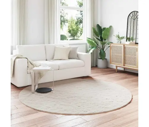 Mākslīgā Truša Kažokādas Paklājs Bēša Ø 160 Cm Poliesters Vidaxl