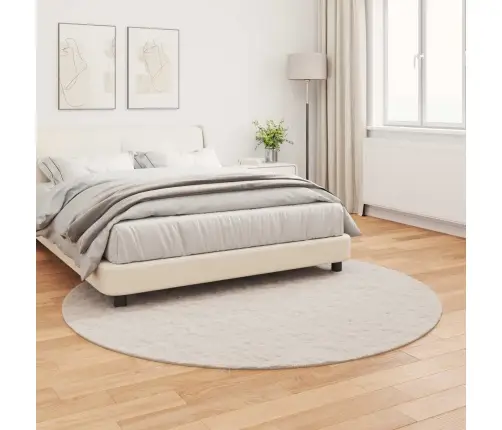 Mākslīgā Truša Kažokādas Paklājs Bēša Ø 200 Cm Poliesters Vidaxl