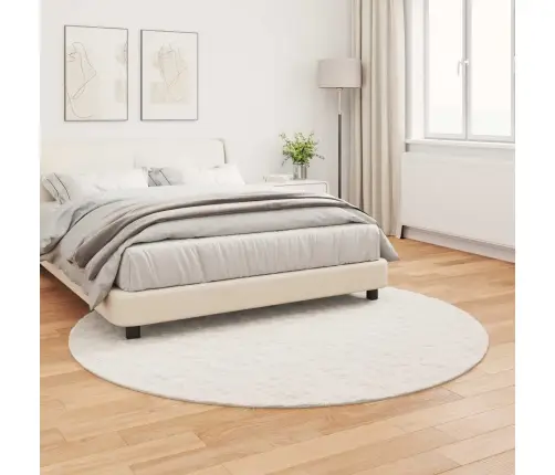 Mākslīgā Truša Kažokādas Paklājs Krēmkrāsa Ø 200 Cm Poliesters Vidaxl