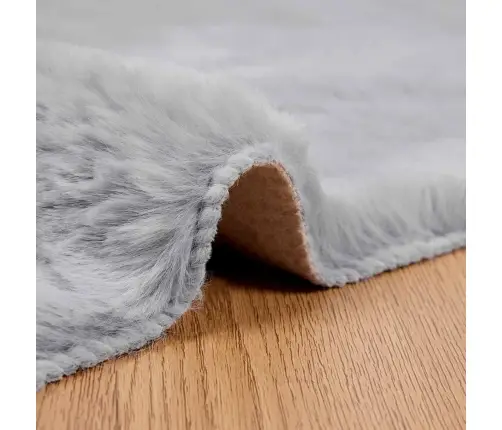 Mākslīgā Truša Kažokādas Paklājs Pelēka 80 X 250 Cm Poliesters Vidaxl