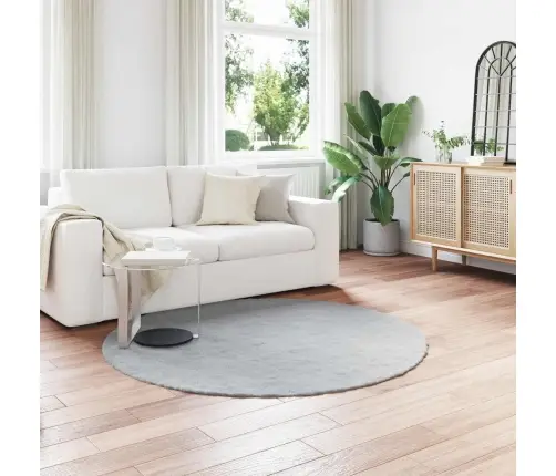 Mākslīgā Truša Kažokādas Paklājs Pelēka Ø 200 Cm Poliesters Vidaxl