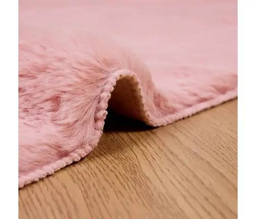 Mākslīgā Truša Kažokādas Paklājs Rozā 80 X 250 Cm Poliesters Vidaxl