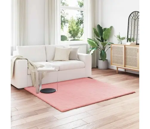 Mākslīgā Truša Kažokādas Paklājs Rozā 120 X 120 Cm Poliesters Vidaxl