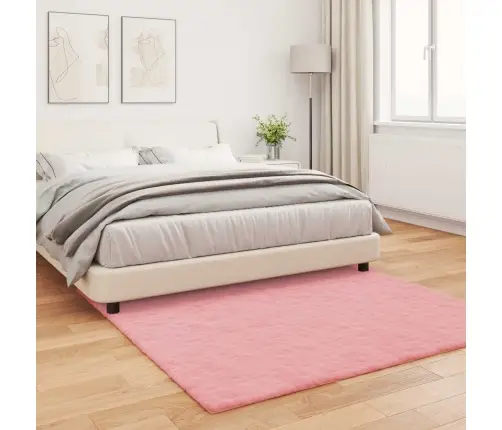 Mākslīgā Truša Kažokādas Paklājs Rozā 120 X 120 Cm Poliesters Vidaxl