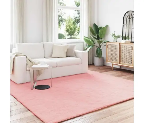Dirbtinio Triušio Kailio Kilimas Olite Rožinė 200 X 200 Cm