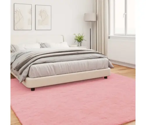 Dirbtinio Triušio Kailio Kilimas Olite Rožinė 200 X 200 Cm