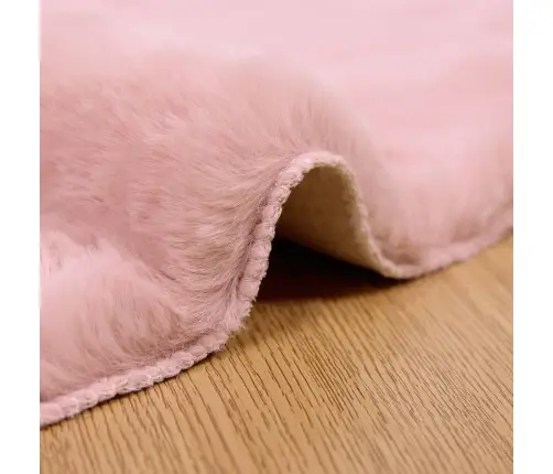 Mākslīgā Truša Kažokādas Paklājs Olite Rozā Ø 80 Cm Poliesters Vidaxl