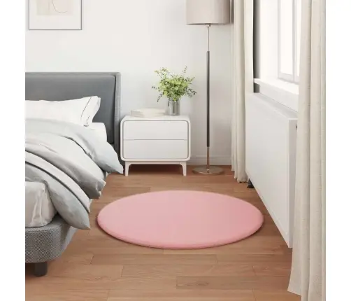Mākslīgā Truša Kažokādas Paklājs Olite Rozā Ø 100 Cm Poliesters Vidaxl