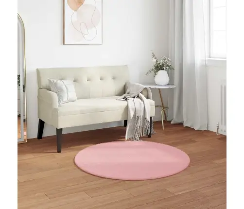 Mākslīgā Truša Kažokādas Paklājs Rozā Ø 120 Cm Poliesters Vidaxl