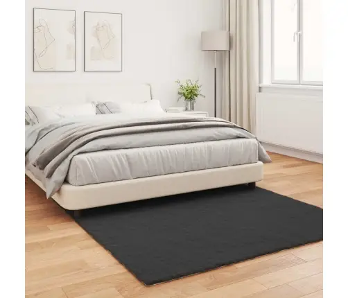 Mākslīgā Truša Kažokādas Paklājs Melna 120 X 120 Cm Poliesters Vidaxl