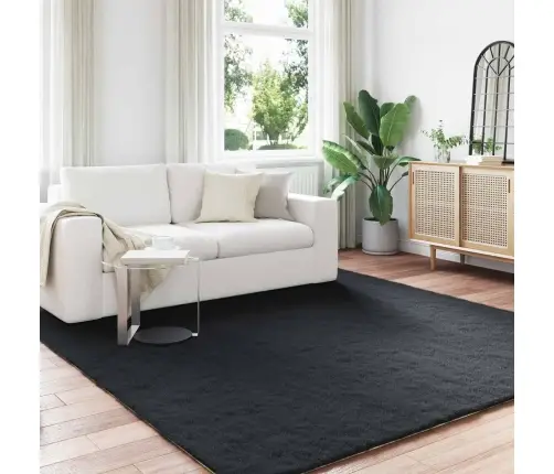 Kunstlik Küüliku Karv Mat Olite Must 200 X 200 Cm Polüester
