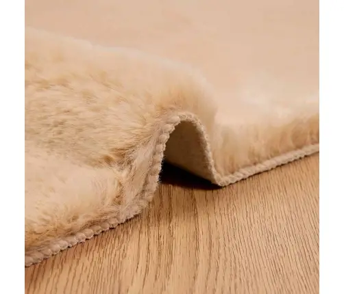 Dirbtinio Triušio Kailio Kilimas Taupe 140 X 200 Cm Poliesteris