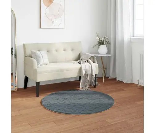 Mākslīgā Truša Kažokādas Paklājs Antracīts Ø 120 Cm Poliesters Vidaxl