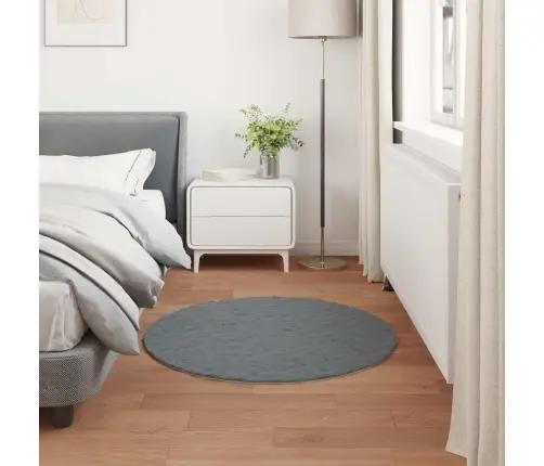 Mākslīgā Truša Kažokādas Paklājs Antracīts Ø 120 Cm Poliesters Vidaxl