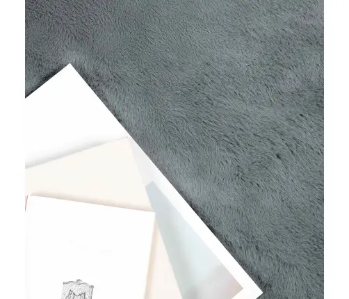 Mākslīgā Truša Kažokādas Paklājs Antracīts Ø 120 Cm Poliesters Vidaxl