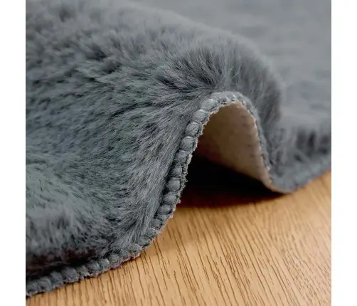 Mākslīgā Truša Kažokādas Paklājs Antracīts Ø 160 Cm Poliesters Vidaxl