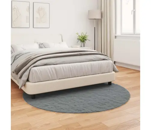 Mākslīgā Truša Kažokādas Paklājs Antracīts Ø 200 Cm Poliesters Vidaxl