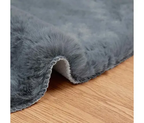Dirbtinio Triušio Kailio Kilimas Olite Antracitas 80 X 120 Cm