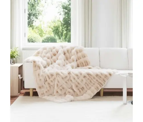 Mākslīgā Truša Kažokādas Sega Bēša 150 X 220 Cm Poliesters Vidaxl