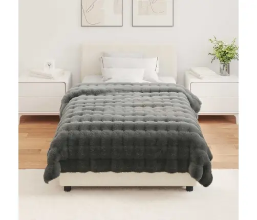 Mākslīgā Truša Kažokādas Sega Tumši Pelēks 130 X 150 Cm Vidaxl