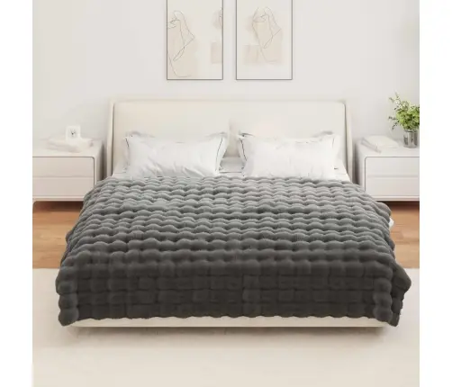 Mākslīgā Truša Kažokādas Sega Tumši Pelēks 150 X 220 Cm Vidaxl