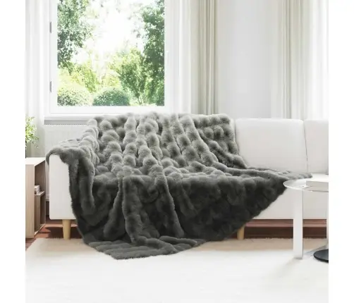 Mākslīgā Truša Kažokādas Sega Tumši Pelēks 220 X 240 Cm Vidaxl