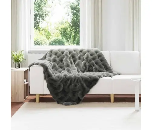 Mākslīgā Truša Kažokādas Sega 4 Pcs Tumši Pelēks 130 X 150 Cm Vidaxl