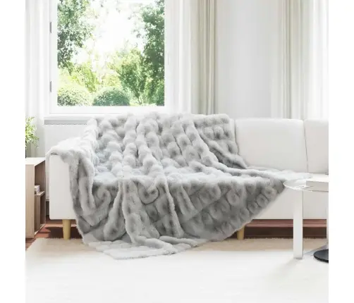 Mākslīgā Truša Kažokādas Sega Pelēka 220 X 240 Cm Poliesters Vidaxl