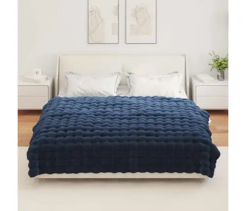 Dirbtinio Zefyro Pūkuotas Patalynė 4 Pcs Jūrinė Mėlyna