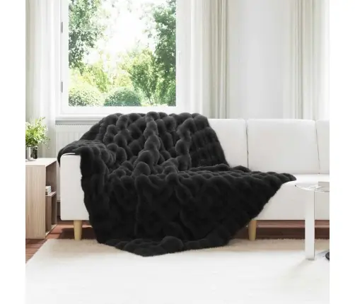 Mākslīgā Truša Kažokādas Sega 4 Pcs Melna 150 X 220 Cm Vidaxl