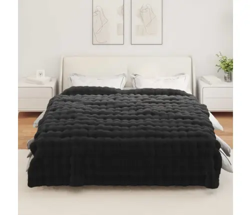 Dirbtinio Zefyro Pūkuotas Patalynė 4 Pcs Juoda 220 X 240 Cm