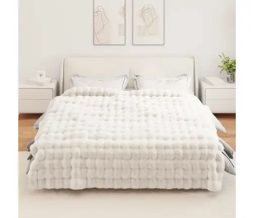 Mākslīgā Truša Kažokādas Sega Balts 220 X 240 Cm Poliesters Vidaxl