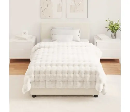 Dirbtinio Zefyro Pūkuotas Patalynė 4 Pcs Balta 130 X 150 Cm