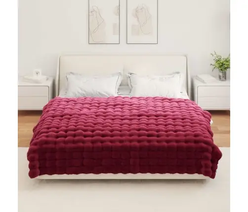 Mākslīgā Truša Kažokādas Sega Bordo Sarkans 150 X 220 Cm Vidaxl