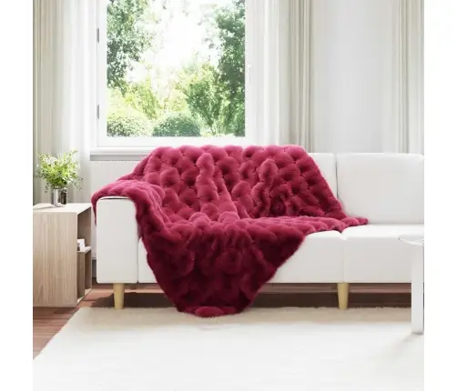 Mākslīgā Truša Kažokādas Sega 4 Pcs Bordo Sarkans 130 X 150 Cm Vidaxl