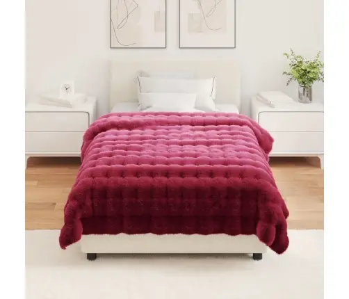 Mākslīgā Truša Kažokādas Sega 4 Pcs Bordo Sarkans 130 X 150 Cm Vidaxl