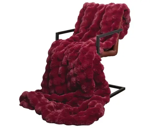 Mākslīgā Truša Kažokādas Sega 4 Pcs Bordo Sarkans 130 X 150 Cm Vidaxl