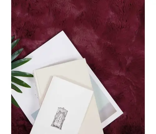 Dirbtinio Zefyro Pūkuotas Patalynė 4 Pcs Bordo Raudona