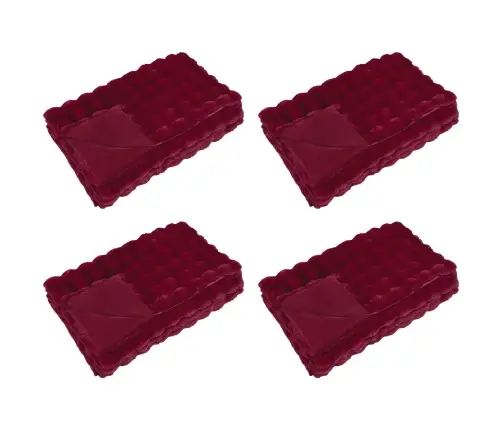Dirbtinio Zefyro Pūkuotas Patalynė 4 Pcs Bordo Raudona