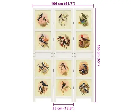 Romdivider Paneļa Balts 212 X 165 Cm Mdf Vidaxl