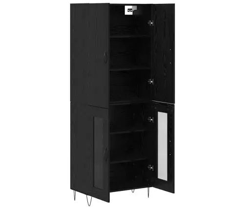 Augstais Skapītis 2 Pcs Melns Ozolkoks Vidaxl