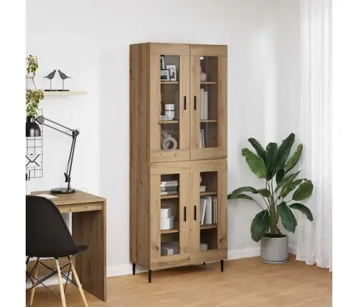 Augstais Skapītis 2 Pcs Artisānā Ozols Koka Un Stikla Materiāls Vidaxl