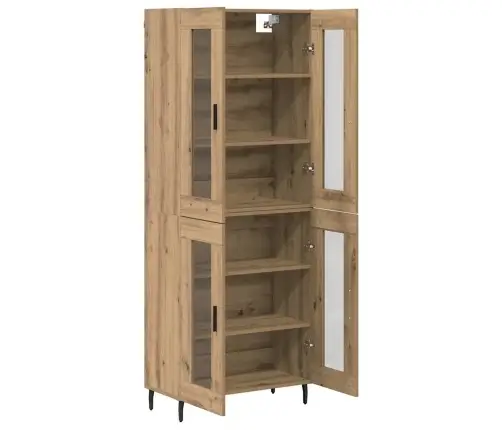 Augstais Skapītis 2 Pcs Artisānā Ozols Koka Un Stikla Materiāls Vidaxl