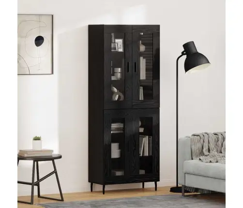 Aukštas Spintelė 2 Pcs Juodas Ąžuolas