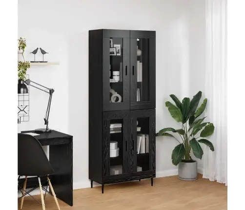 Aukštas Spintelė 2 Pcs Juodas Ąžuolas