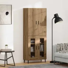 Augstais Skapītis 2 Pcs Vecs Koks Koka Un Stikla Materiāls Vidaxl