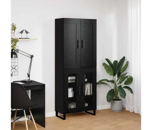 Augstais Skapītis Melns Ozolkoks 69,5 X 34 X 180 Cm Vidaxl