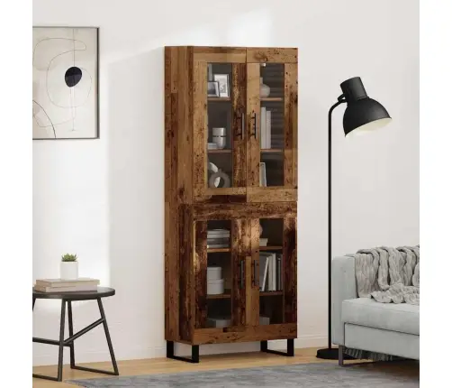 Augstais Skapītis 2 Pcs Vecs Koks Koka Un Stikla Materiāls Vidaxl